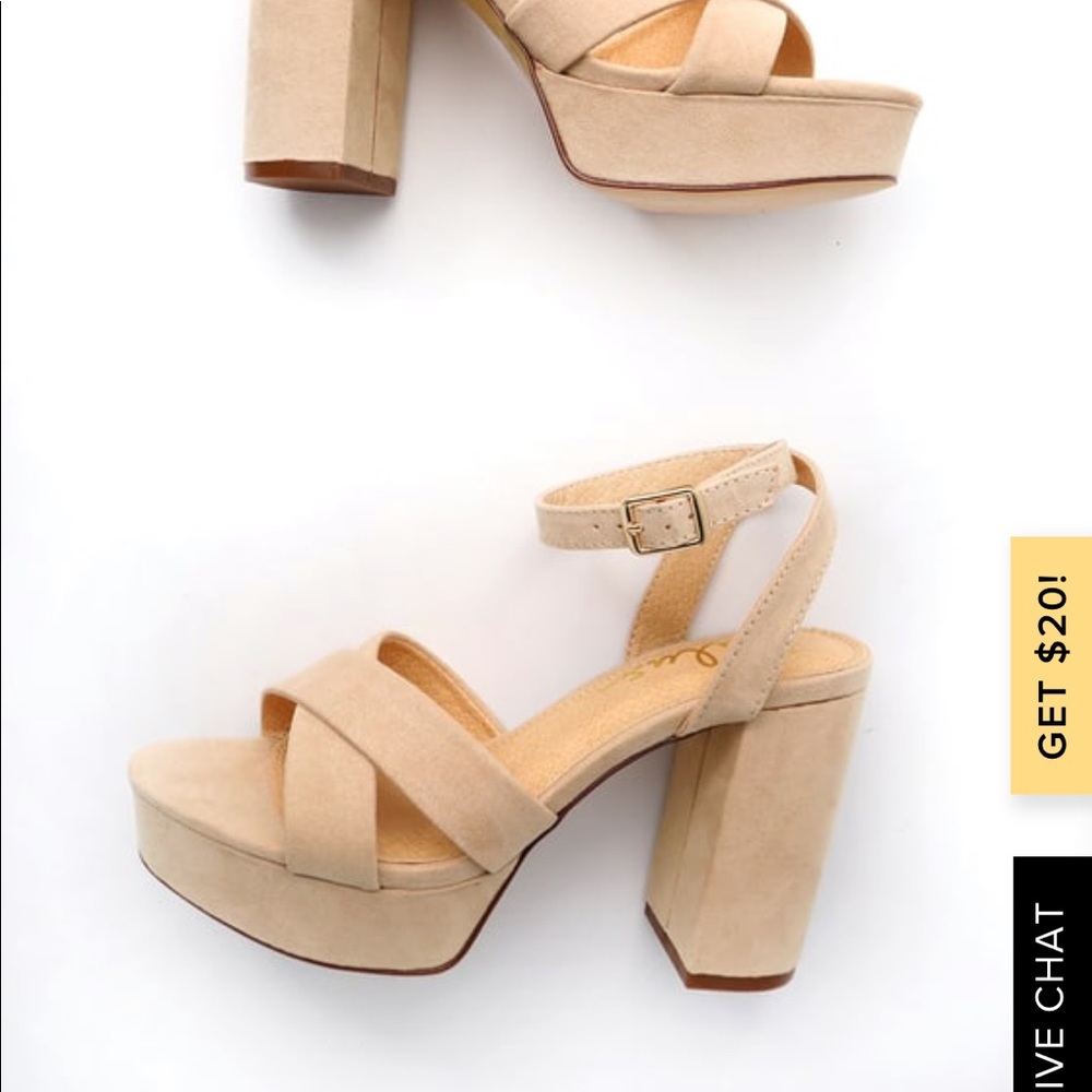 Lulus Selah Nude Suede Ankle Strap Heels💛